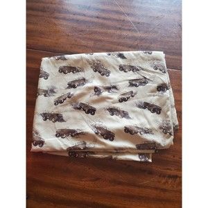 4/15 Monster Trucks Twin Size Bed Flat Sheet Only Mudding Truck Fabric Khaki